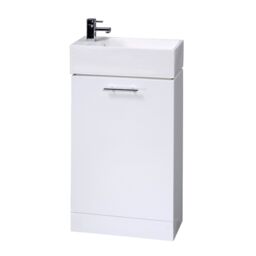 Balterley 1 Door Cloakroom Vanity Basin Unit Gloss White 480mm - thumbnail 1