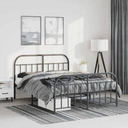Berkfield Home Metal Bed Frame with Headboard & Footboard Black 180x200 cm Sup… - Size: King - thumbnail 2