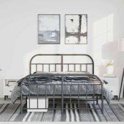 Berkfield Home Metal Bed Frame with Headboard & Footboard Black 180x200 cm Sup… - Size: King - thumbnail 4