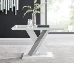 FurnitureboxUK Monza 120cm 4-Seaert White High Gloss Dining Table with Grey Accent - thumbnail 5