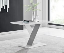 FurnitureboxUK Monza 120cm 4-Seaert White High Gloss Dining Table with Grey Accent