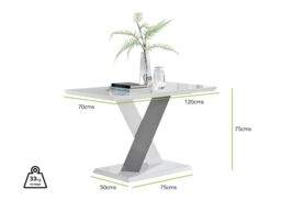 FurnitureboxUK Monza 120cm 4-Seaert White High Gloss Dining Table with Grey Accent - thumbnail 6