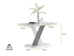 FurnitureboxUK Monza 120cm 4-Seaert White High Gloss Dining Table with Grey Accent - thumbnail 7