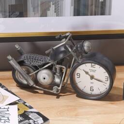 Wyld and Coco Motorcycle Table Clock Vintage Black-Silver in Black - thumbnail 1