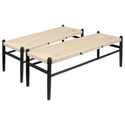 Nicholas Winter Wooden Scandi Danish Style Dining Benches - Black/Natural - Pack of 2 in Black