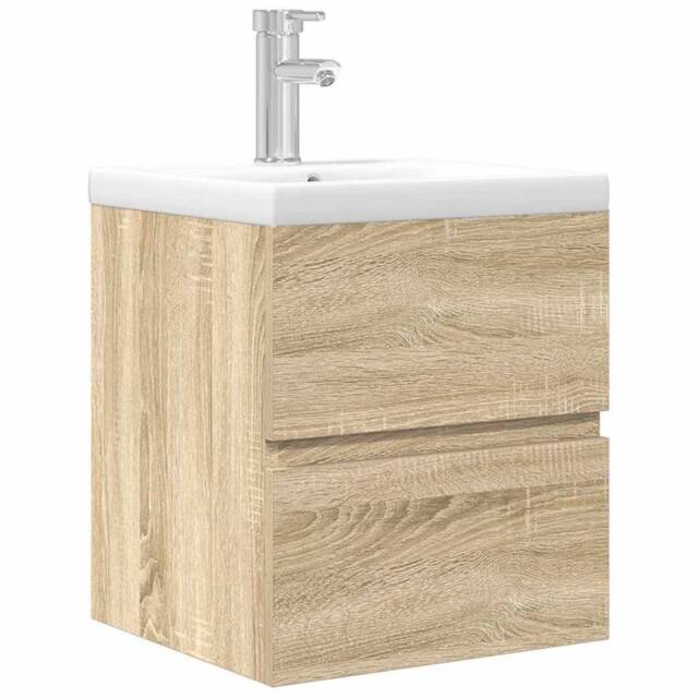Berkfield Home 2 Piece Bathroom Furniture Set Sonoma Oak Engineered Wood in Tan - image 1
