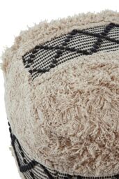 Orsina Cefena Black & White Shaggy Pouffe in Cream - thumbnail 5