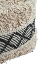 Orsina Cefena Black & White Shaggy Pouffe in Cream - thumbnail 4