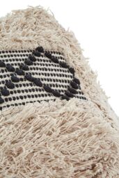 Orsina Cefena Black & White Shaggy Pouffe in Cream - thumbnail 3
