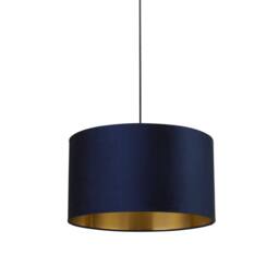 Lighting Collection Navy Velvet Drum Shade Gold Inner Lamp Shade - thumbnail 3