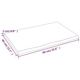 Berkfield Home Table Top 60x40x2 cm Untreated Solid Wood Oak Live Edge in Light Tan - Size: 60 x 40 x 2 cm - thumbnail 7