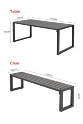 Garden Sanctuary Outdoor Wooden & Metal Garden Table & Benches Set - thumbnail 6