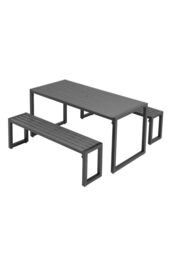 Garden Sanctuary Outdoor Wooden & Metal Garden Table & Benches Set - thumbnail 3