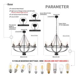 Garwarm 8 - Light Dimmable Wagon Wheel Chandelier with Beaded Accents in Black - thumbnail 4