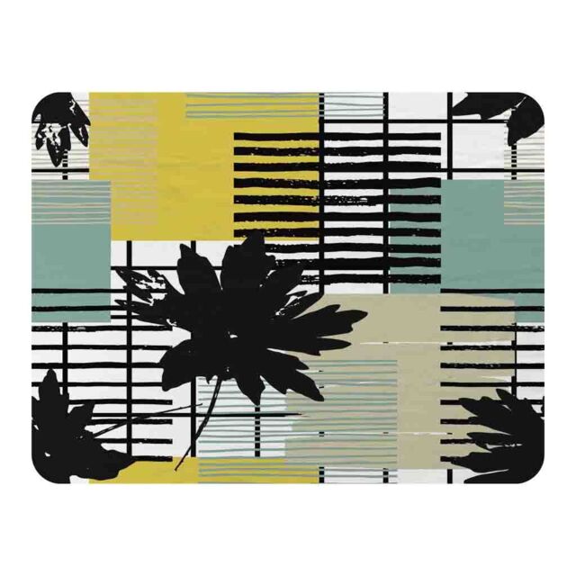 Benjamin Tate Design Geometric Shape & Leaf Print In Yellow & Green Blanket in Natural - Size: 120 cm x 150 cm - image 1