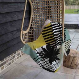 Benjamin Tate Design Geometric Shape & Leaf Print In Yellow & Green Blanket in Natural - Size: 120 cm x 150 cm - thumbnail 4