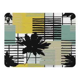 Benjamin Tate Design Geometric Shape & Leaf Print In Yellow & Green Blanket in Natural - Size: 120 cm x 150 cm - thumbnail 1
