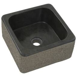 Berkfield Home Sink 30x30x15 cm Riverstone Black - Size: 30 x 30 x 15 cm - thumbnail 2