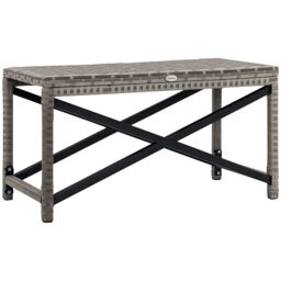 OUTSUNNY Outdoor Coffee Table, PE Rattan Side Table w/ Plastic Board in Grey - thumbnail 2