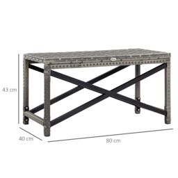 OUTSUNNY Outdoor Coffee Table, PE Rattan Side Table w/ Plastic Board in Grey - thumbnail 3