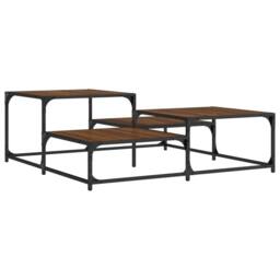 Berkfield Home Durable Coffee Table Brown Oak 107x107x40 cm Engineered Wood - Size: 107 x 107 x 40 cm - thumbnail 6