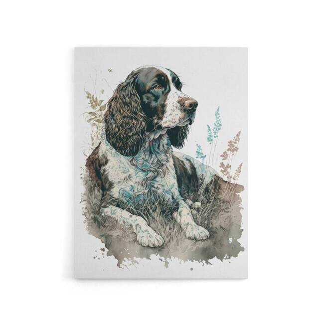 "Artery8 Watercolour English Springer Spaniel Dog Canvas Wall Art Print - Size: W18"" x H24""" - image 1