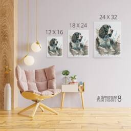 "Artery8 Watercolour English Springer Spaniel Dog Canvas Wall Art Print - Size: W18"" x H24""" - thumbnail 4