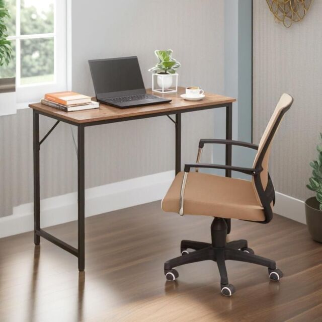 Rafaelo Mobilia Industrial Rustic Computer Desk Home Office Workstation in Brown - image 1