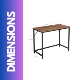 Rafaelo Mobilia Industrial Rustic Computer Desk Home Office Workstation in Brown - thumbnail 6