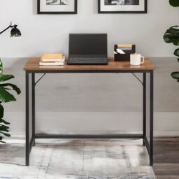Rafaelo Mobilia Industrial Rustic Computer Desk Home Office Workstation in Brown - thumbnail 2