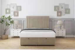 "Sloomy Kingsley Coniston Ottoman Bed Set With 26"" Strutted Headboard in Cream - Size: Small Single" - thumbnail 1