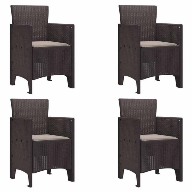 Berkfield Home Garden Chairs with Cushions 4 pcs Brown Poly Rattan - image 1