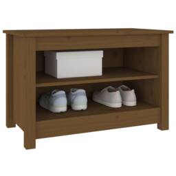 Berkfield Home Shoe Bench Honey Brown 70x38x45.5 cm Solid Wood Pine - thumbnail 5