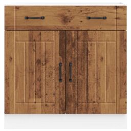 Berkfield Home Kitchen Base Cabinet Lucca Old Wood Engineered Wood in Brown - thumbnail 3