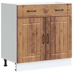 Berkfield Home Kitchen Base Cabinet Lucca Old Wood Engineered Wood in Brown - thumbnail 2