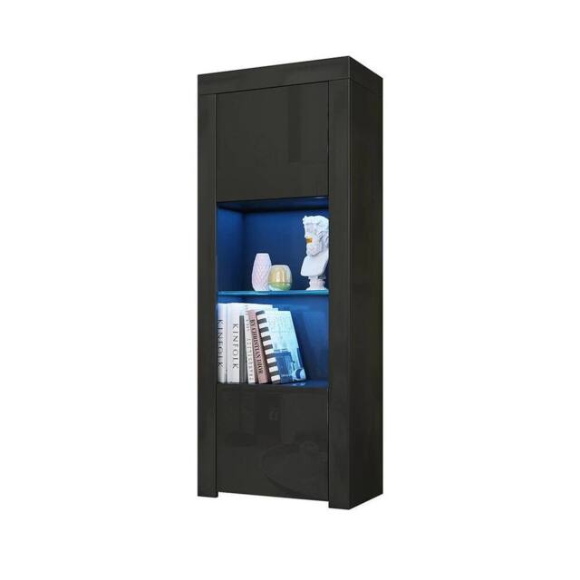 SPETLEK LED Display Cabinet Black Matt Body & Black High Gloss Doors - image 1