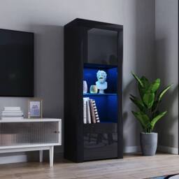 SPETLEK LED Display Cabinet Black Matt Body & Black High Gloss Doors - thumbnail 2