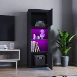 SPETLEK LED Display Cabinet Black Matt Body & Black High Gloss Doors - thumbnail 5