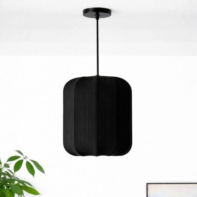 CGC Lighting Lila Black Cylinder Ribbed Stretch Cotton Fabric Lampshade - image 1