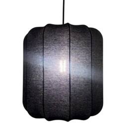 CGC Lighting Lila Black Cylinder Ribbed Stretch Cotton Fabric Lampshade - thumbnail 5