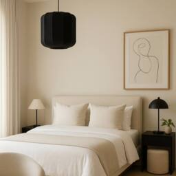 CGC Lighting Lila Black Cylinder Ribbed Stretch Cotton Fabric Lampshade - thumbnail 4