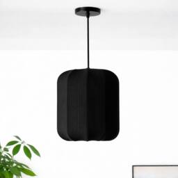 CGC Lighting Lila Black Cylinder Ribbed Stretch Cotton Fabric Lampshade