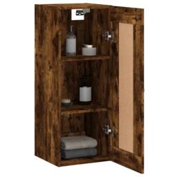 Berkfield Home Wall Mounted Cabinet Smoked Oak 34.5x34x90 cm Engineered Wood in Brown - thumbnail 5