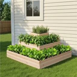 EONLION 3-Tier Fir Open-Bottom Planter in Natural - Size: 100g