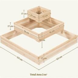 EONLION 3-Tier Fir Open-Bottom Planter in Natural - Size: 100g - thumbnail 2
