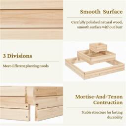 EONLION 3-Tier Fir Open-Bottom Planter in Natural - Size: 100g - thumbnail 5
