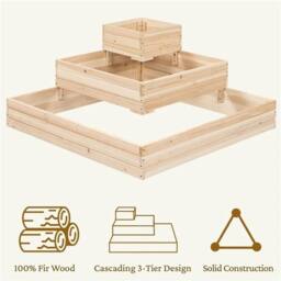 EONLION 3-Tier Fir Open-Bottom Planter in Natural - Size: 100g - thumbnail 4