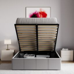 Home Discount Vida Designs Lisbon Small Double Ottoman Leather Bed Frame UKFR Fabric in Grey - thumbnail 8