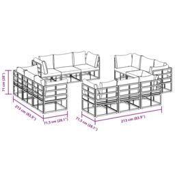 Berkfield Home Garden Sofa Set 12 pcs Black 213 x 71.5 x 71 cm Aluminium - thumbnail 9