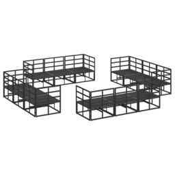 Berkfield Home Garden Sofa Set 12 pcs Black 213 x 71.5 x 71 cm Aluminium - thumbnail 5